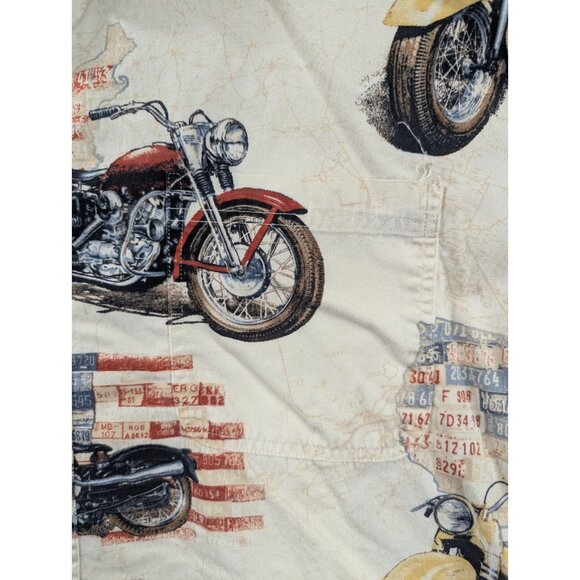 RedHead Shirt Men SZ XXL 2XL Beige All Over Motorcycle Print Short Sleeve Cotton - Picture 2 of 8